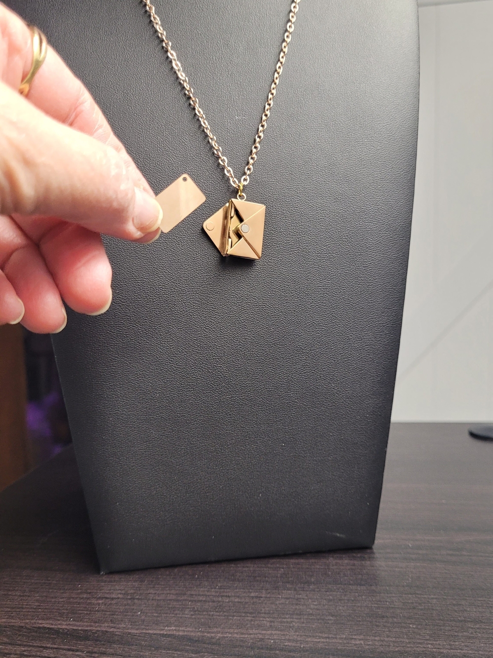 Rose Gold Tone Envelope Locket Necklace - Women Jewelry